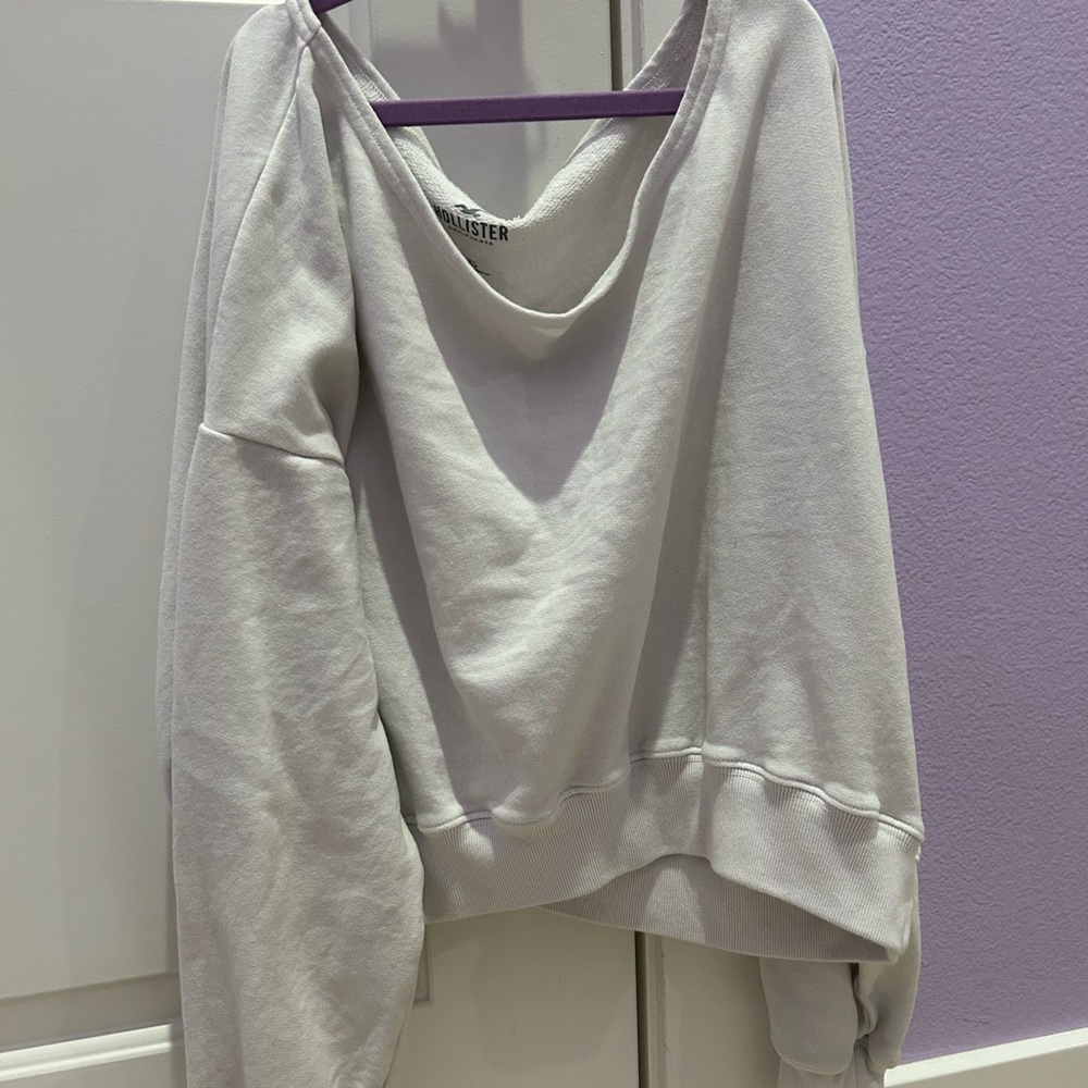Hollister Women's Off the Shoulder White Sweatshirt